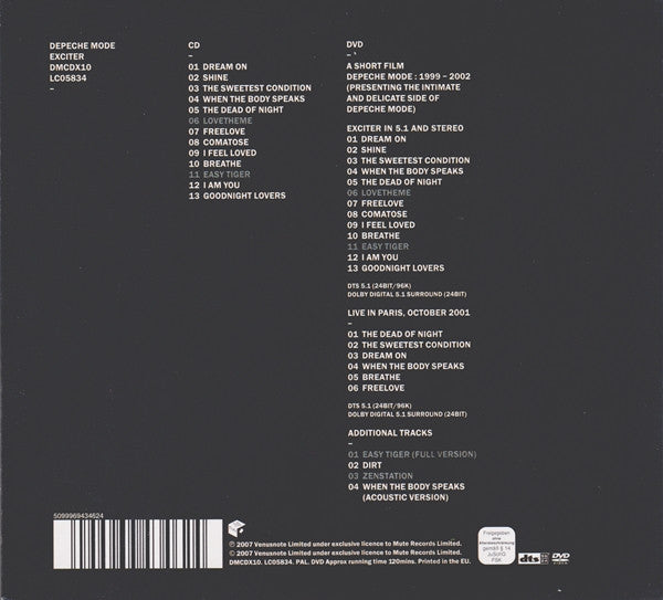 Depeche Mode : Exciter (CD, Album, RE, RM + DVD-V, Multichannel, PAL + RE,)