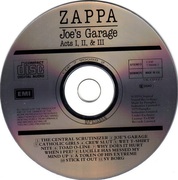 Frank Zappa : Joe's Garage Acts I, II &amp; III (2xCD, Comp, RE, RM)