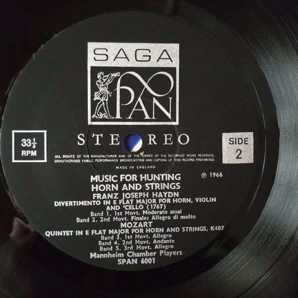 Beethoven*, Haydn*, Mozart* - The Mannheim Chamber Players* : Music For Hunting Horn And Strings (LP, Album)
