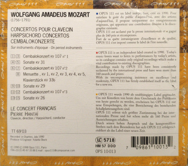 Mozart*, Le Concert Français, Pierre Hantaï : Concertos Pour Clavecin (CD, Album, RE)