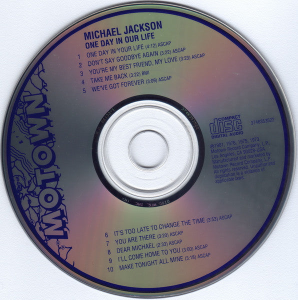 Michael Jackson : One Day In Your Life (CD, Comp, RE)