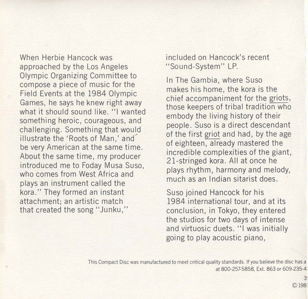 Herbie Hancock And Foday Musa Suso : Village Life (CD, Album)