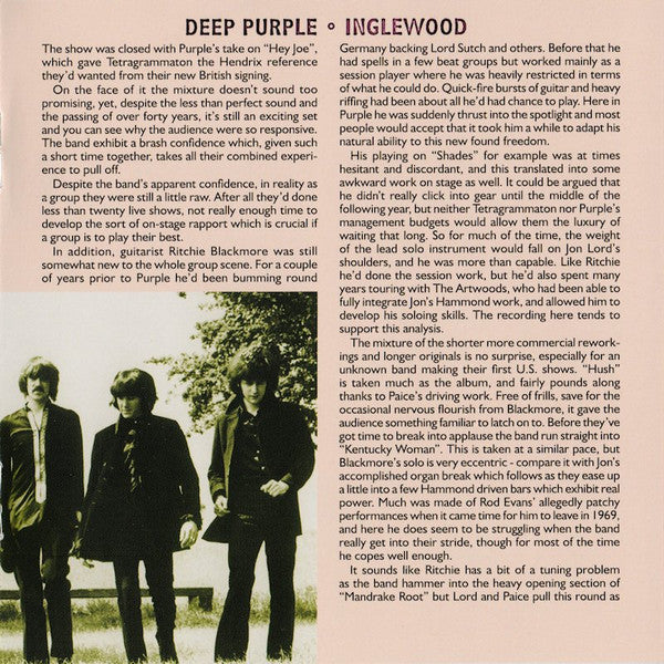 Deep Purple : Live At Inglewood 1968 (CD, Album, RE)