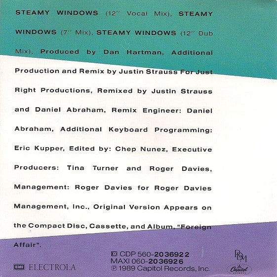 Tina Turner : Steamy Windows (CD, Maxi)