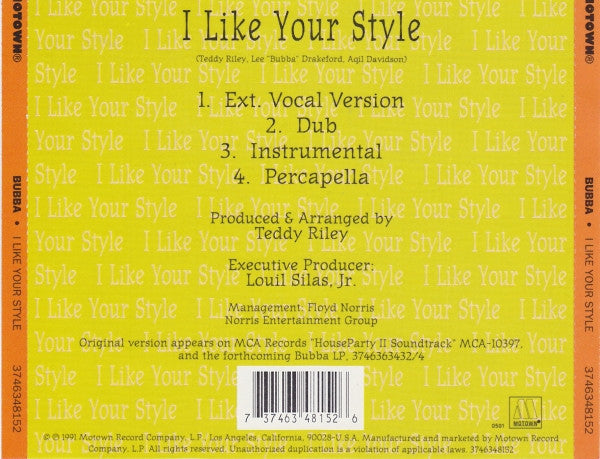 Bubba : I Like Your Style (CD, Maxi)