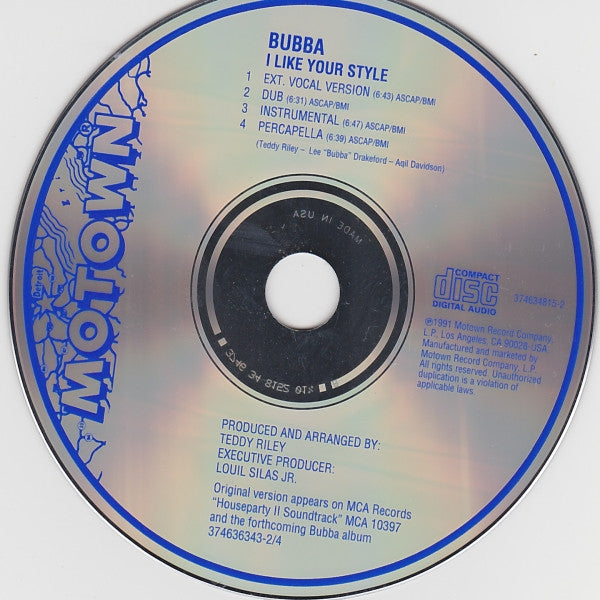 Bubba : I Like Your Style (CD, Maxi)