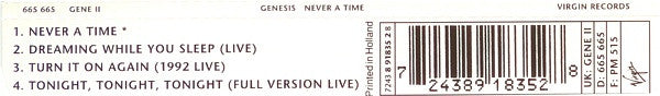 Genesis : Never A Time (CD, Maxi)