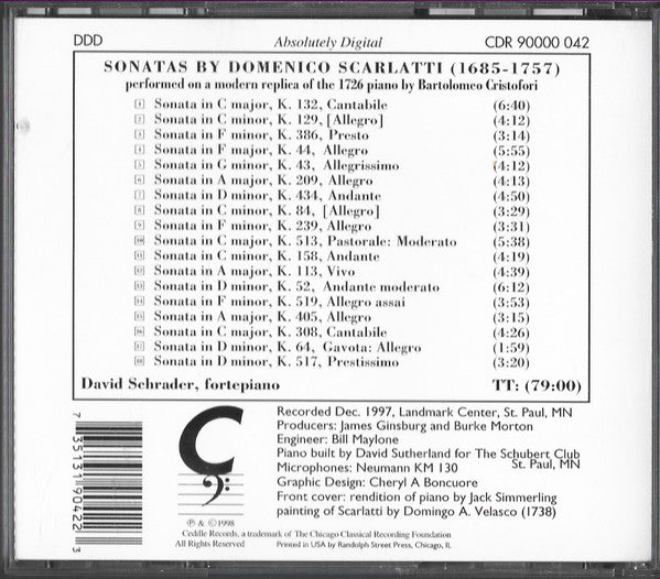 Scarlatti*, David Schrader : Scarlatti On Fortepiano (CD, Album)