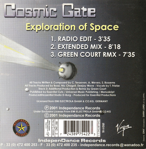 Cosmic Gate : Exploration Of Space (CD, Single, Car)