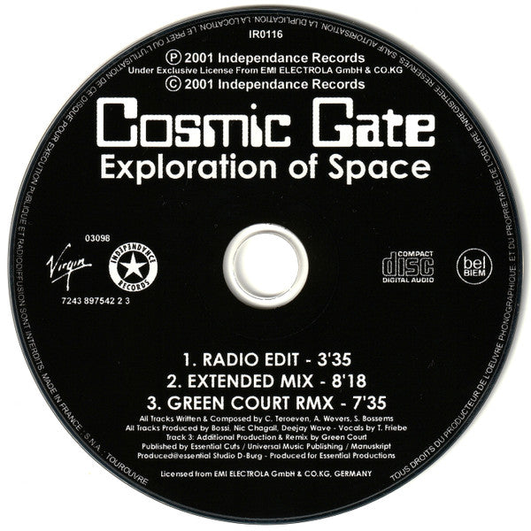Cosmic Gate : Exploration Of Space (CD, Single, Car)