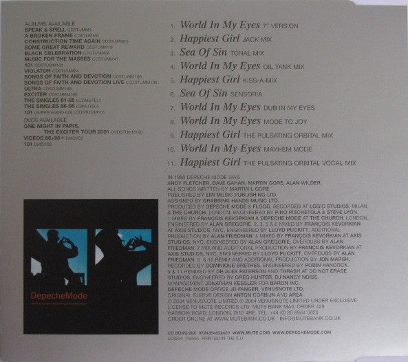 Depeche Mode : World In My Eyes / Happiest Girl / Sea Of Sin (CD, Single, RE)