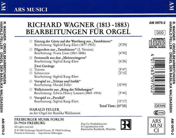 Richard Wagner - Harald Feller : Bearbeitungen Für Orgel (CD, Album)