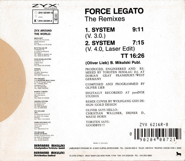 Force Legato : System (The Remixes) (CD, Mini, Single)