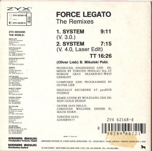 Force Legato : System (The Remixes) (CD, Mini, Single)