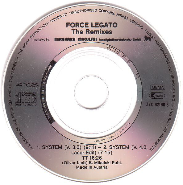 Force Legato : System (The Remixes) (CD, Mini, Single)