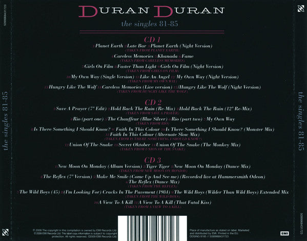 Duran Duran : The Singles 81-85 (3xCD, Comp, RE)