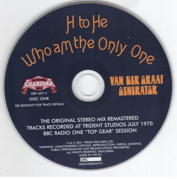 Van Der Graaf Generator : H To He Who Am The Only One (CD, Album, RE, RM + CD, Album, RE, RM, New + DVD-V)