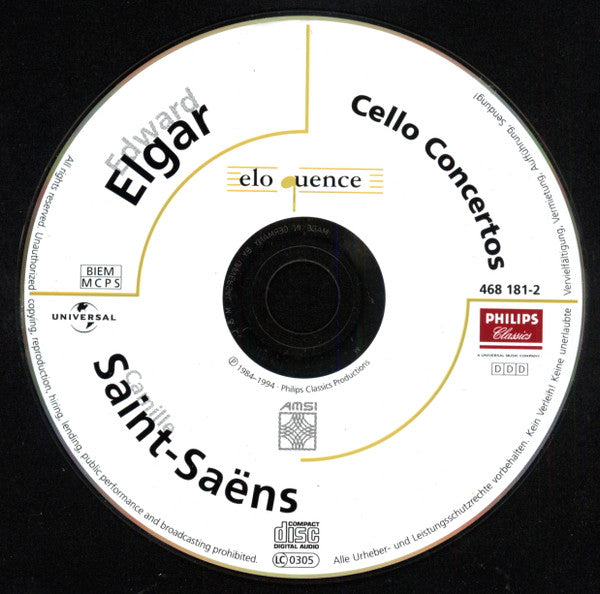 Edward Elgar* •  Camille Saint-Saëns - Julian Lloyd Webber : Cello Concertos (CD, Comp, RE)