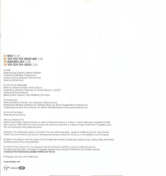 Melanie C : Melt + Yeh Yeh Yeh (CD, Single, Enh)