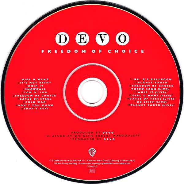 Devo : Freedom Of Choice (CD, Album, RE, RM)