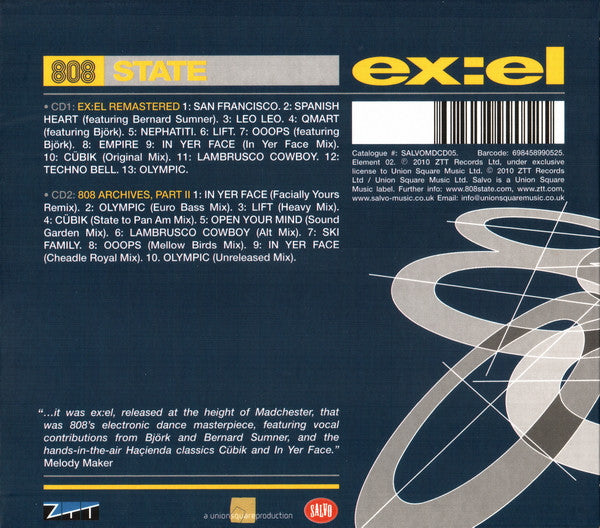 808 State : ex:el (CD, Album, RM + CD, Comp + Dlx, RE, Car)
