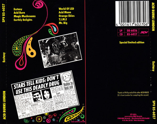 Various : Acid Burns London (Ecstasy) (CD, Comp, Ltd, P/Mixed, S/Edition)