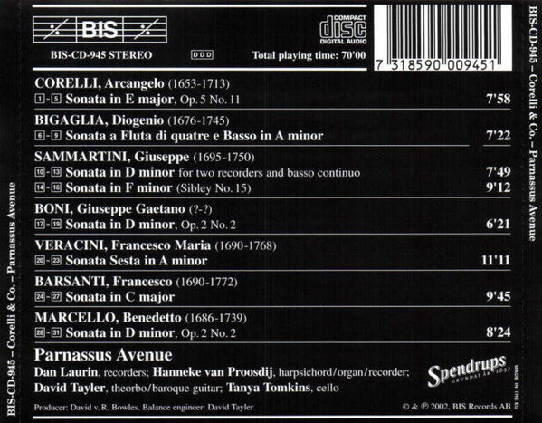 Dan Laurin, Parnassus Avenue : Corelli &amp; Co. (CD, Album)