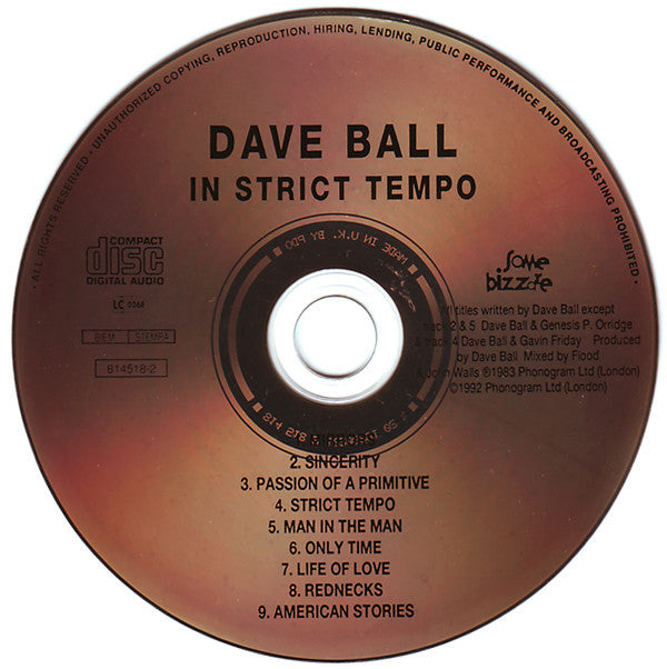 Dave Ball : In Strict Tempo (CD, Album, RE)