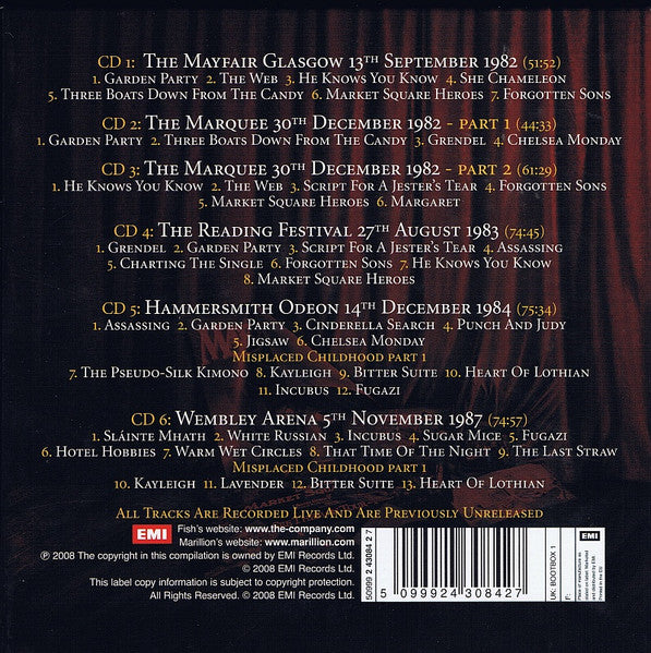 Marillion : Early Stages (The Official Bootleg Box Set 1982-1987) (Box + 6xCD, Comp)