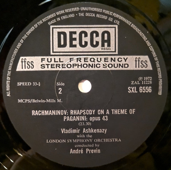 Rachmaninov* - Vladimir Ashkenazy, London Symphony Orchestra, André Previn : Piano Concerto No. 4 • Rhapsody On A Theme Of Paganini (LP)