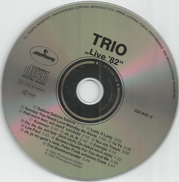 Trio : Live Im Frühjahr ’82 (CD, Album, RE)
