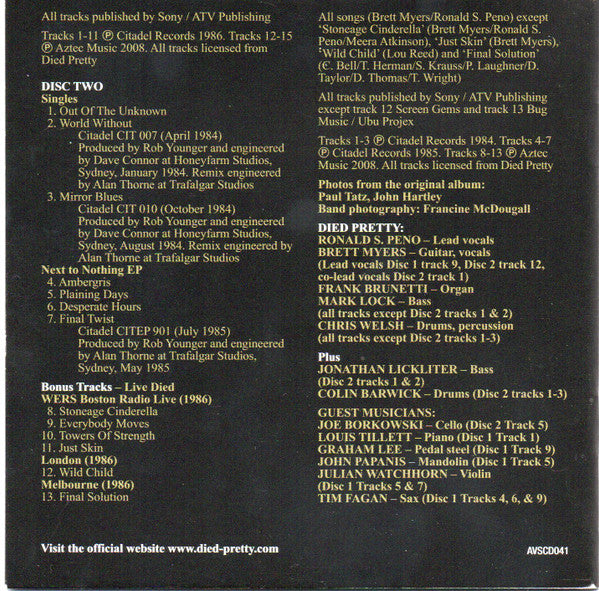 Died Pretty : Free Dirt (CD, Album, RE, RM + CD, Comp, RM)