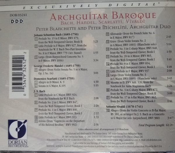 Peter Blanchette, Peter Michelini : Archguitar Baroque: Bach, Handel, Scarlatti, Vivaldi (CD, Album)