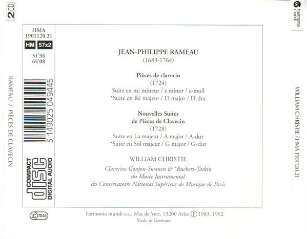 Rameau* / William Christie : Pièces De Clavecin (1724) • Nouvelles Suites De Pièces De Clavecin (1728) (2xCD, Comp, RE)