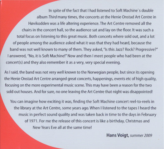 Soft Machine : Live At Henie Onstad Art Centre 1971 (2xCD, Album, RM + CD-ROM)