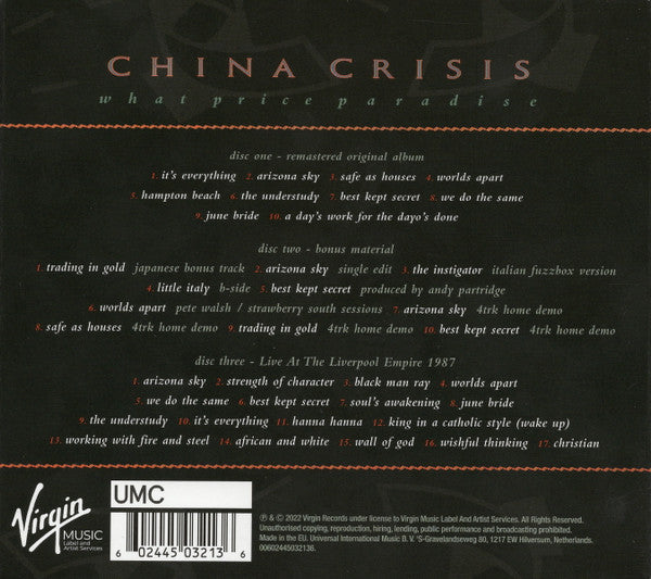 China Crisis : What Price Paradise (CD, Album, RE, RM + CD, Comp + CD)
