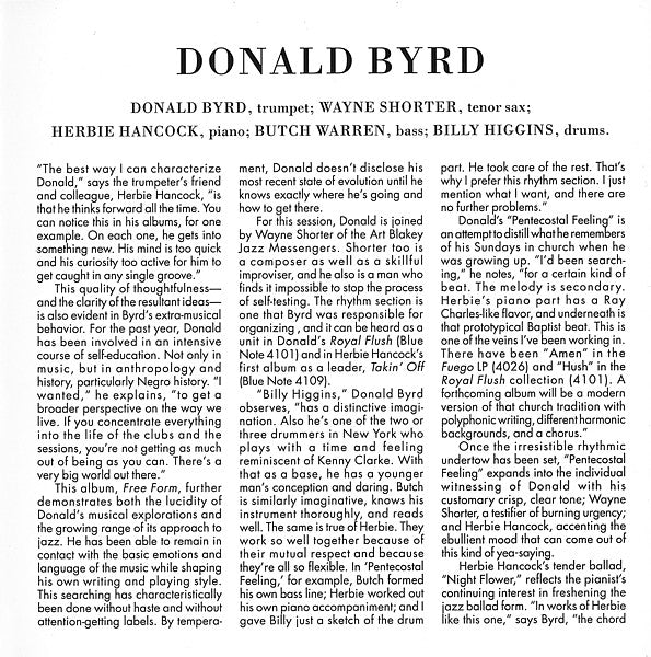 Donald Byrd : Free Form (CD, Album, Copy Prot., RE, RM)