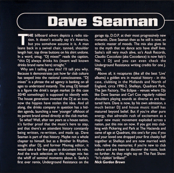 Carl Cox / Dave Seaman : Mixmag Live! Volume 1 (CD, Mixed, RM)