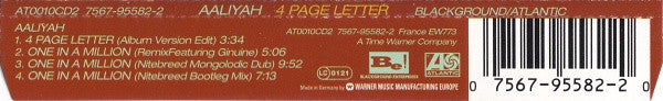 Aaliyah : 4 Page Letter (CD, Single)