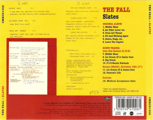 The Fall : Slates (CD, Album, RE, RM)