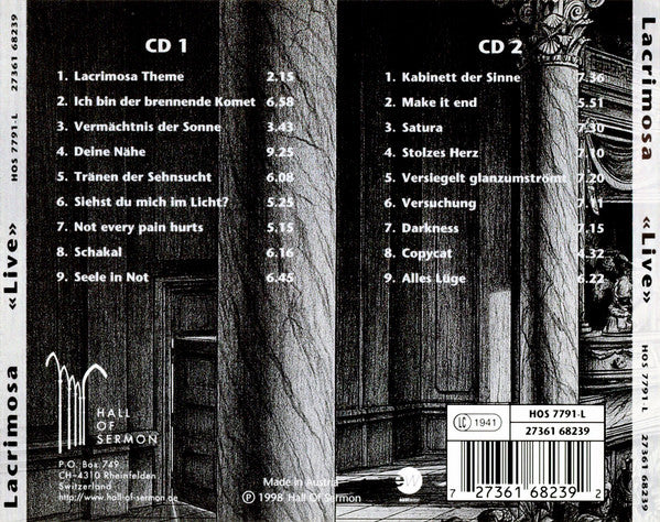 Lacrimosa : Live (2xCD, Album, Ltd, Num)
