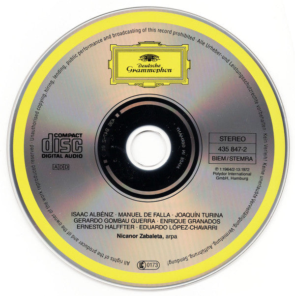 Nicanor Zabaleta – Albéniz* • Falla* • Turina* • Granados* • Gombau* • Halffter* • López-Chavarri* : Arpa Española (CD, RE)