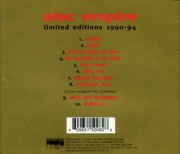 Alec Empire : Limited Editions 1990-94 (CD, Album, Comp, RE)