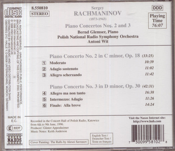 Rachmaninov* - Antoni Wit - Polish National Radio Symphony Orchestra - Bernd Glemser : Piano Concertos Nos. 2 And 3 (CD, Album)