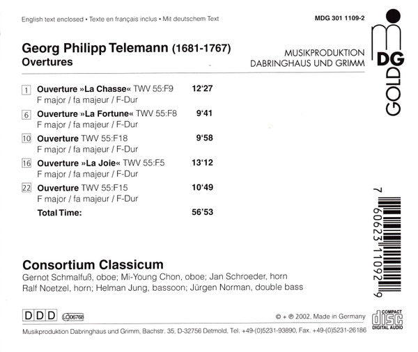 Georg Philipp Telemann, Consortium Classicum : Telemann:  Overtures (CD)