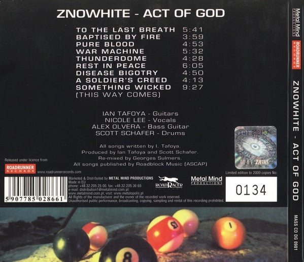 Znowhite : Act Of God (CD, Album, Ltd, Num, RE, RM, Dig)
