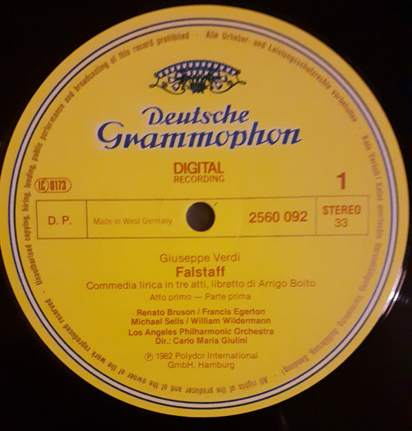 Giuseppe Verdi - Renato Bruson, Katia Ricciarelli, Leo Nucci, Barbara Hendricks, Dalmacio Gonzalez, Lucia Valentini Terrani, Los Angeles Philharmonic Orchestra, Carlo Maria Giulini : Falstaff (3xLP, Album, Dig + Box)