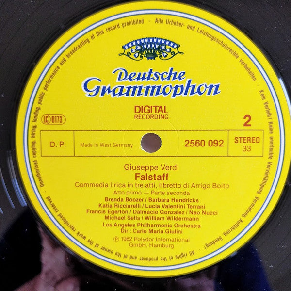 Giuseppe Verdi - Renato Bruson, Katia Ricciarelli, Leo Nucci, Barbara Hendricks, Dalmacio Gonzalez, Lucia Valentini Terrani, Los Angeles Philharmonic Orchestra, Carlo Maria Giulini : Falstaff (3xLP, Album, Dig + Box)
