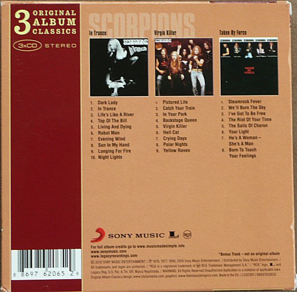 Scorpions : 3 Original Album Classics (CD, Album, RE + CD, Album, RE + CD, Album, RE + Bo)