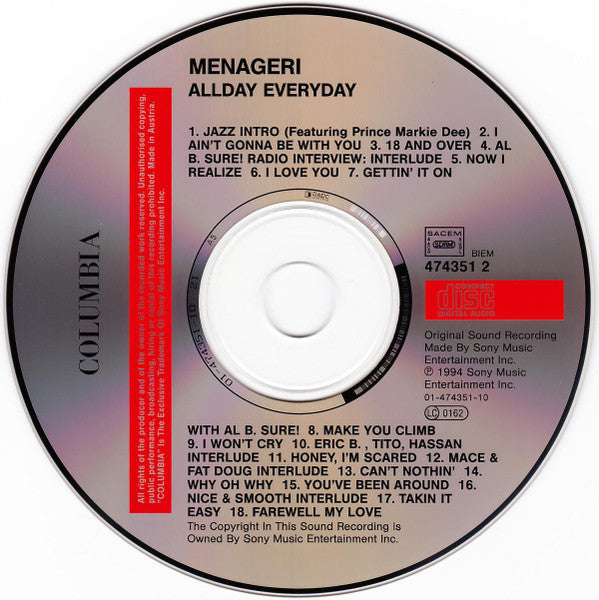 Menageri : All Day Every Day (CD, Album)